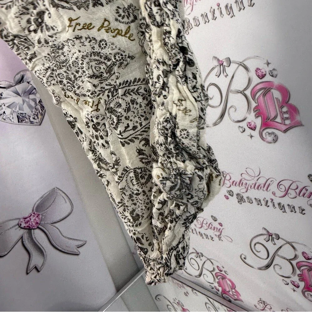 Free People bag long strap tote gold paisley cream Black and White Paisley Top